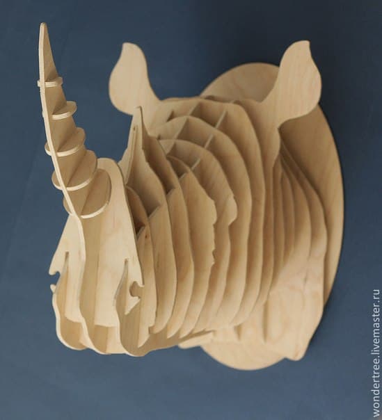 3D Rhinoceros Head Wall Mount Laser Cut Vector File