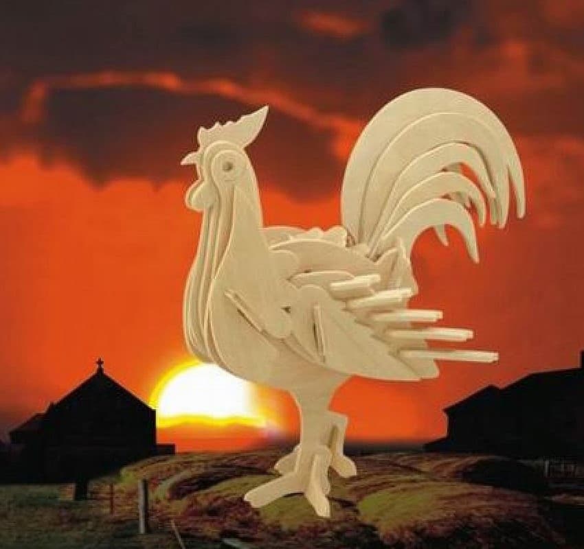 3D Rooster Puzzle Laser Cut Vector File (DXF)