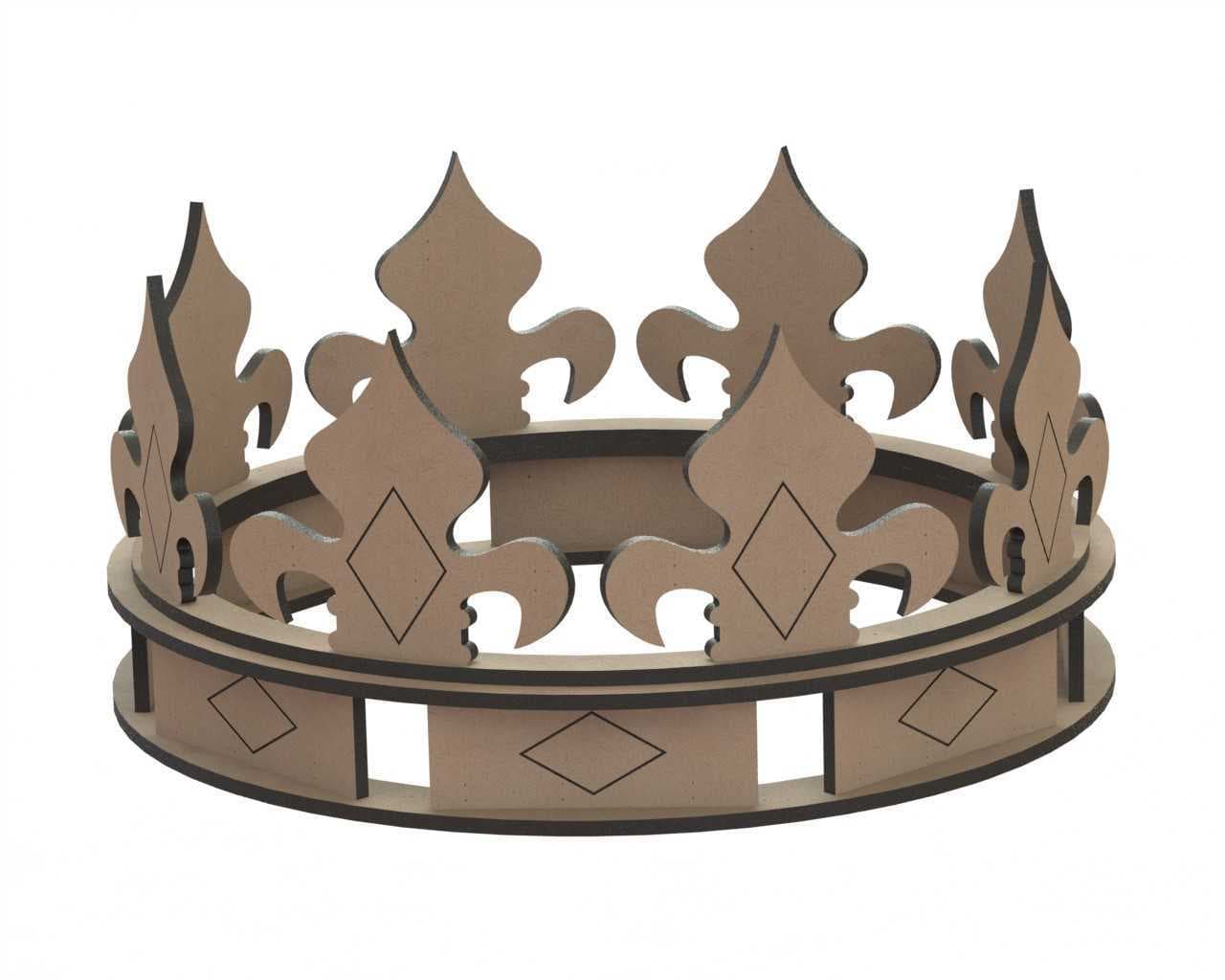 3D Royal Crown Laser Cut Template - DXF, CDR Vector File