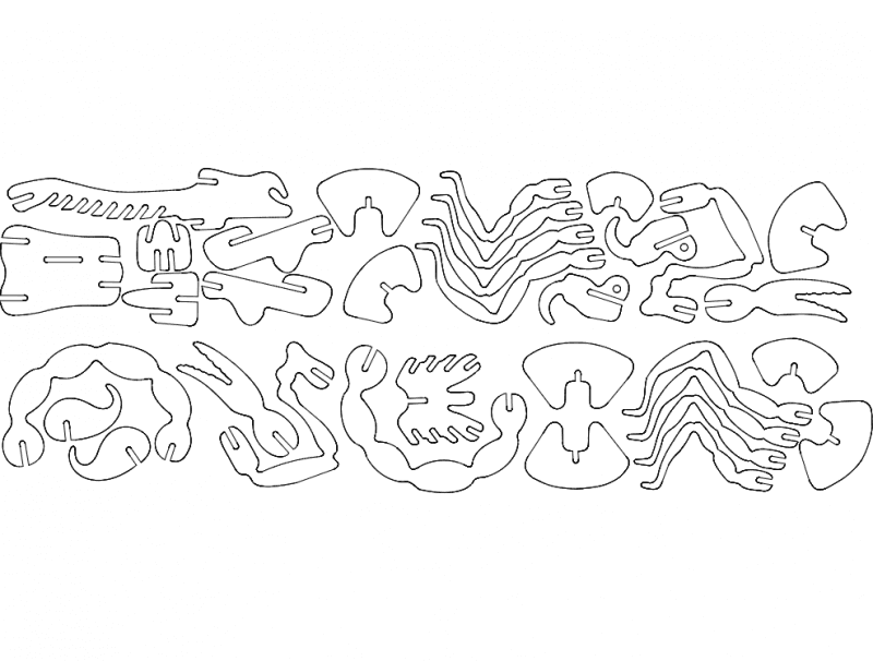 3D Scorpion Puzzle Laser Cut Vector File DXF