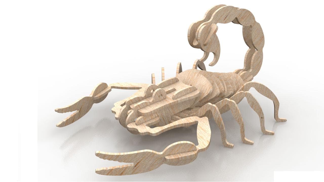 3D Scorpion Wooden Puzzle Vector Files for Laser Cutting (DXF)