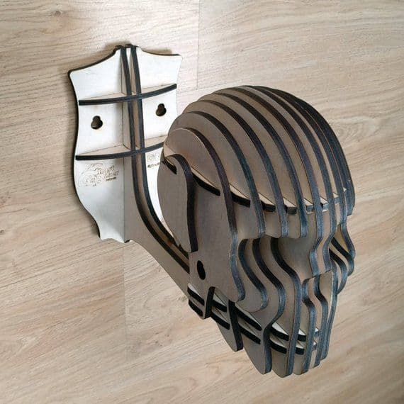 3D Skull Helmet Wall Mount Laser Cut Vector File