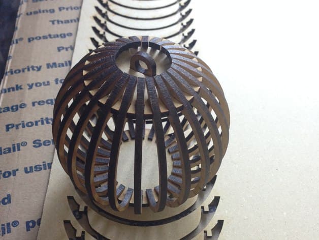3D Slotted Sphere Ornament Vector File for Laser Cutting