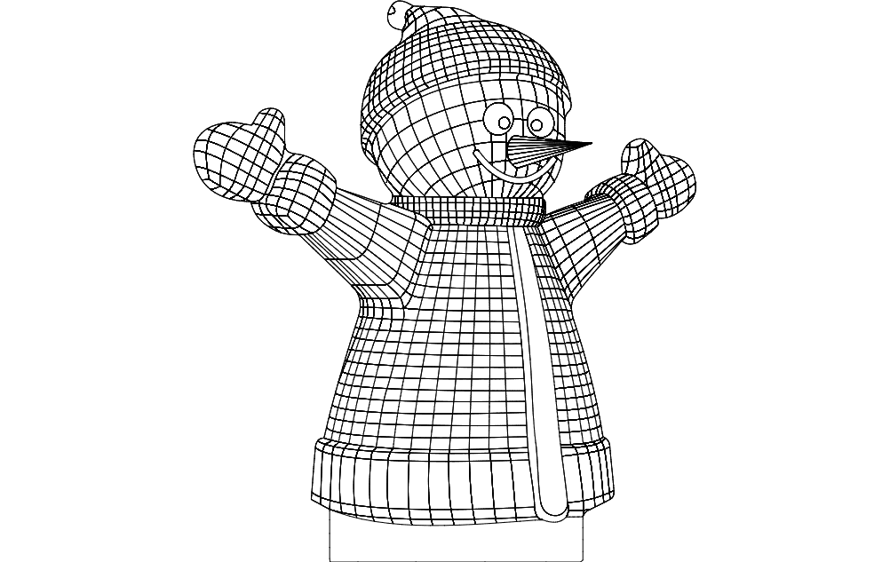 3D Snowman Character DXF Vector for Laser Cutting