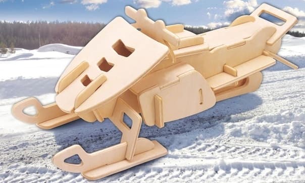 3D Snowmobile Laser Cut Puzzle - Free Vector Plan