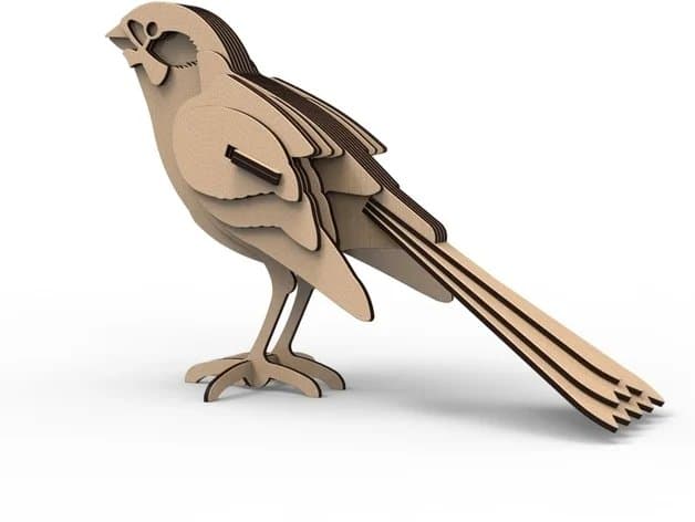 3D Sparrow Bird Laser Cut Model DXF File