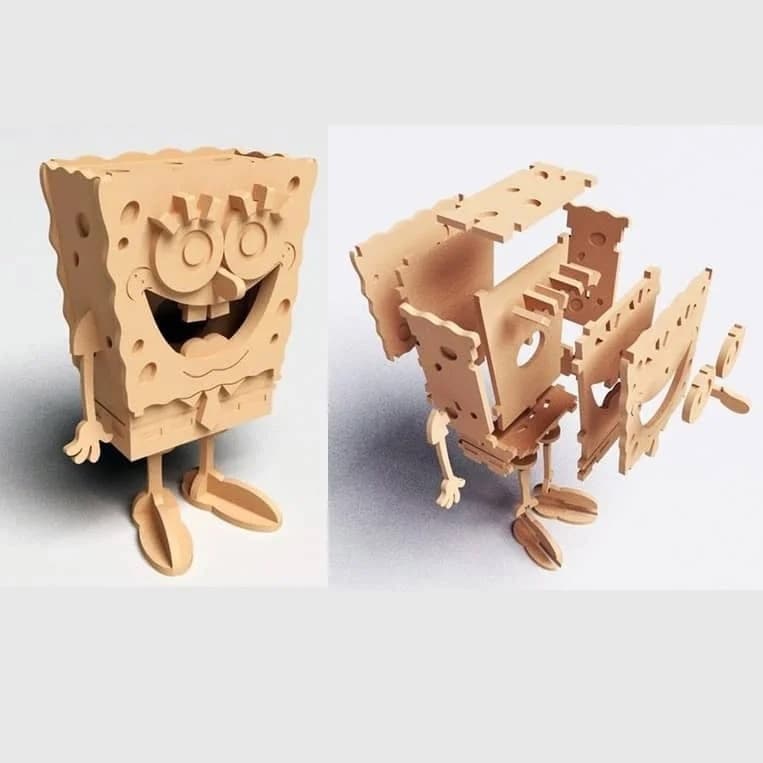 3D Spongebob Squarepants Laser Cut Model Vector File