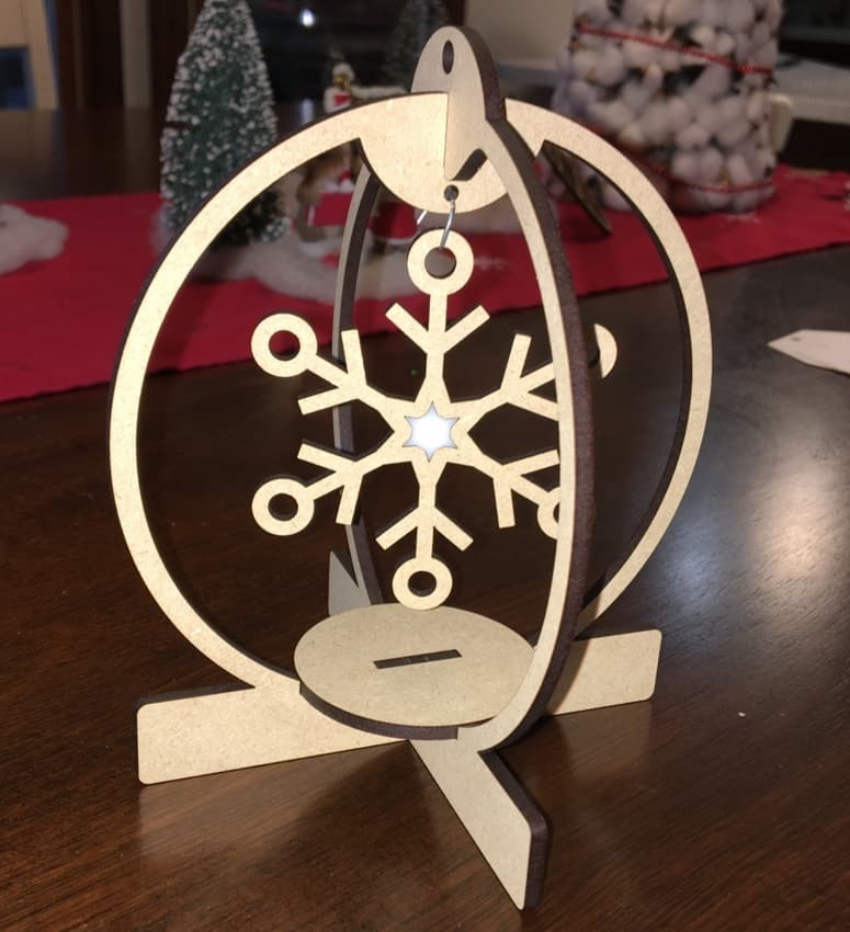3D Standing Snowflake Ornament Laser Cut Vector File SVG