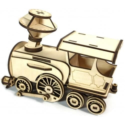 3D Steam Train Locomotive Laser Cut Wood Puzzle Vector File