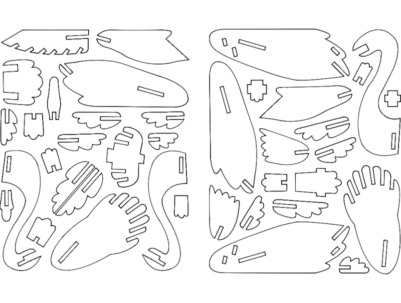 3D Swan Puzzle Laser Cut Vector Plan (DXF)