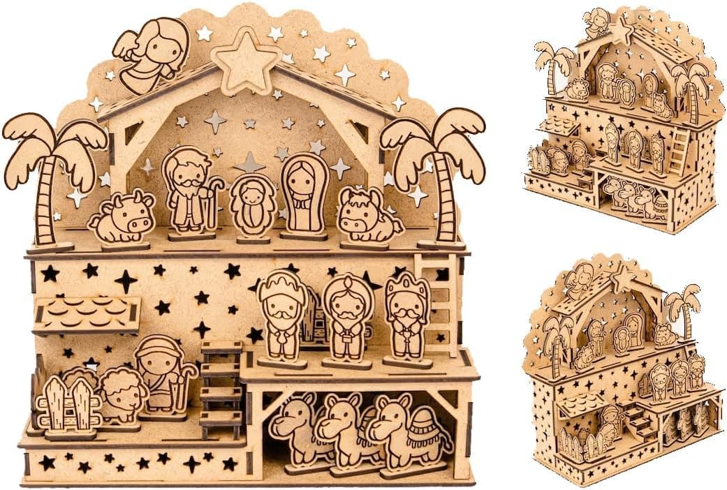 3D Tiered Nativity Scene Laser Cut Vector File