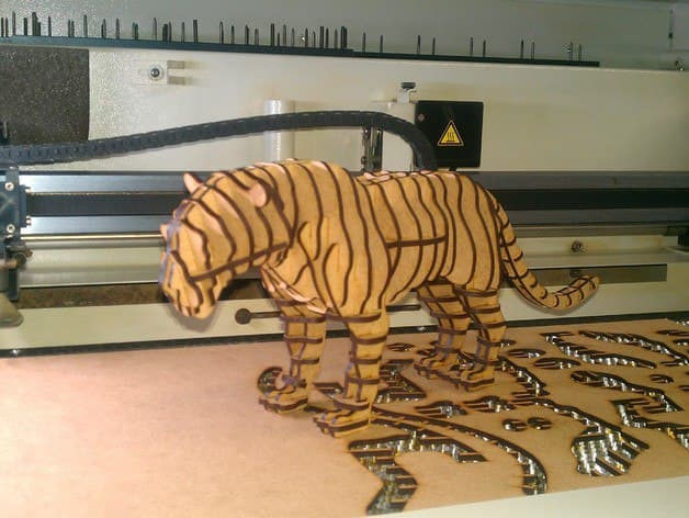 3D Tiger Animal Puzzle Laser Cut Vector File