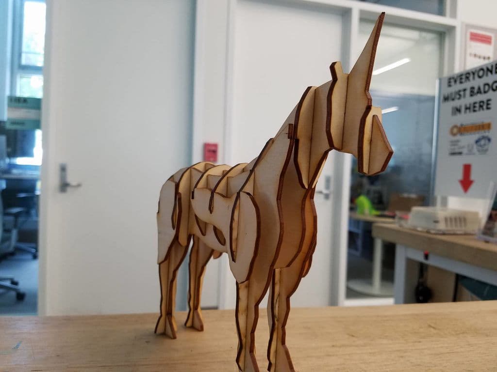 3D Unicorn Laser Cut Model Vector File