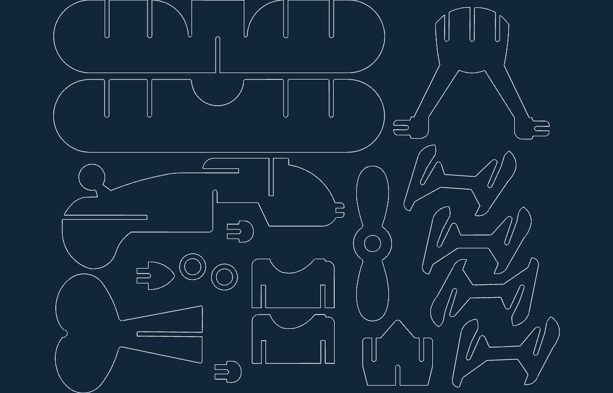 3D Vintage Airplane Model Laser Cut Vector Plan DXF