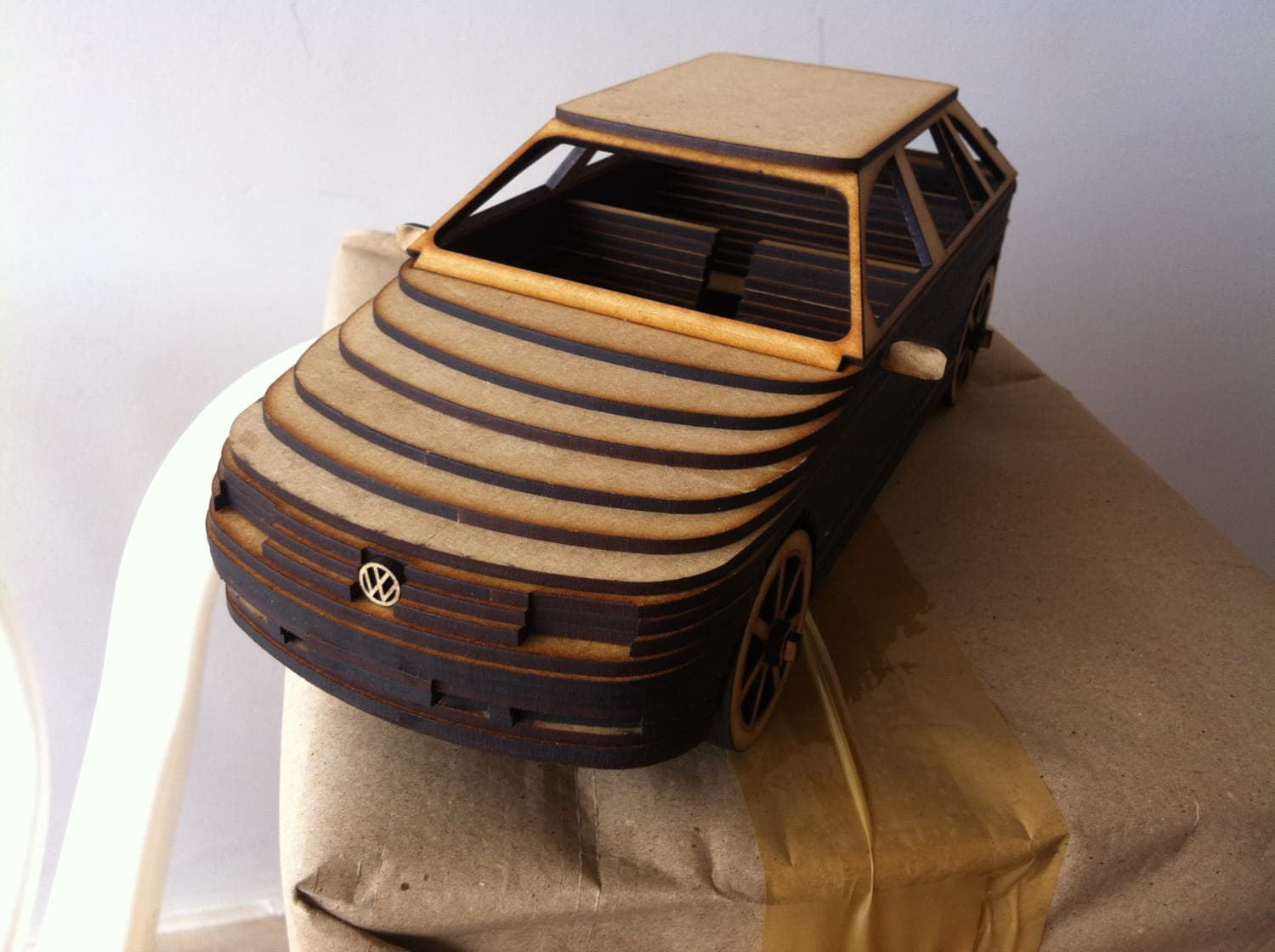 3D Volkswagen Gol G3 Wooden Car Model Laser Cut Vector File