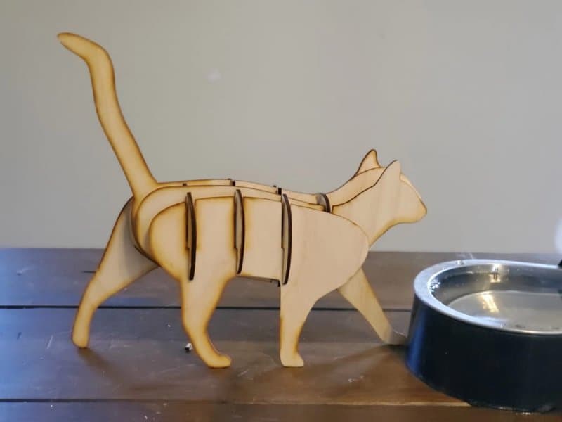 3D Walking Cat Wooden Puzzle Laser Cut Vector File