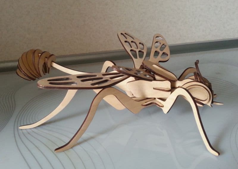 3D Wasp Puzzle Laser Cut Template Free Vector File