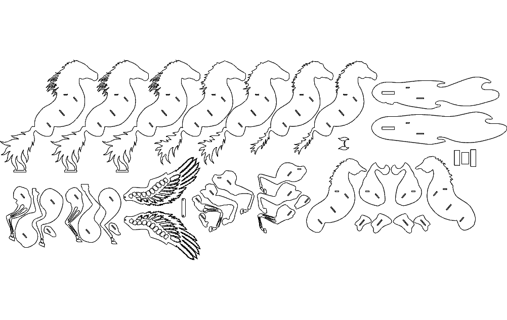 3D Winged Horse DXF Vector File for Laser Cutting