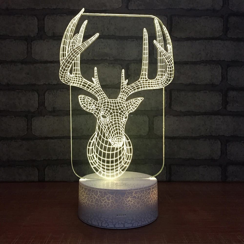 3D Wireframe Deer Head LED Night Light Laser Cut Vector File