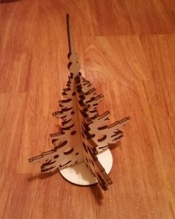 3D Wooden Christmas Tree 18cm DXF Vector File for Laser Cutting