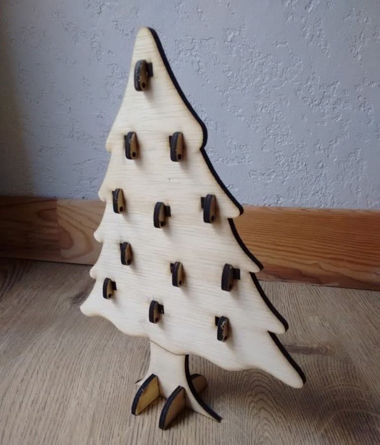 3D Wooden Christmas Tree Advent Calendar Laser Cut File DXF