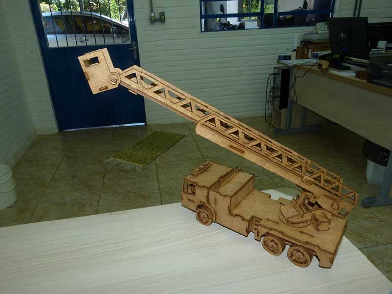 3D Wooden Fire Ladder Truck Laser Cut Vector File