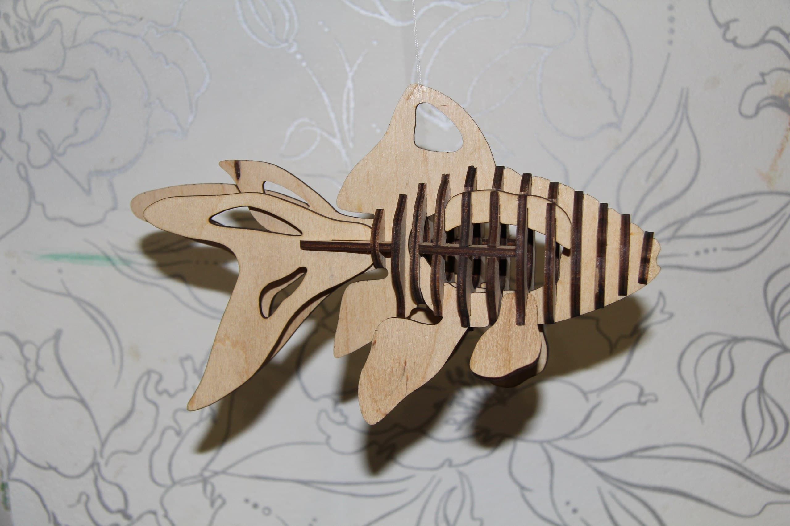 3D Wooden Fish Puzzle Laser Cut Vector File
