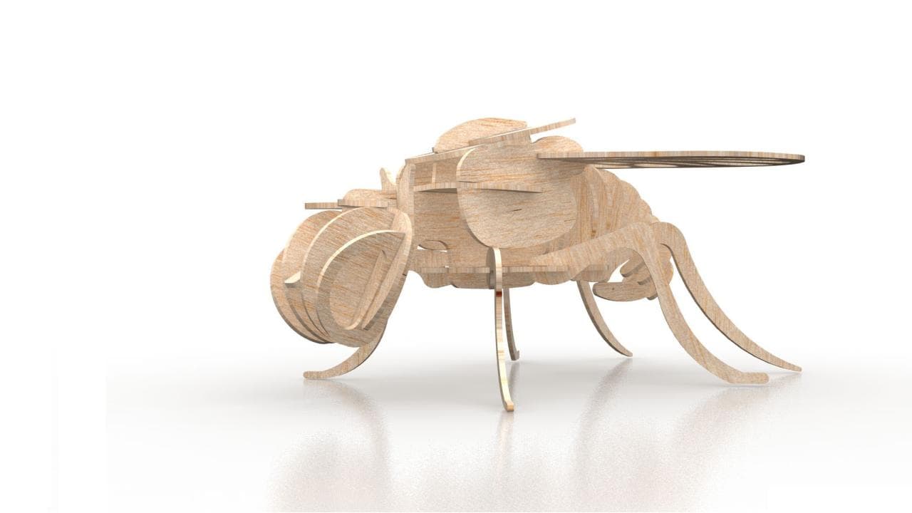3D Wooden Fly Insect Puzzle Laser Cut Vector DXF File
