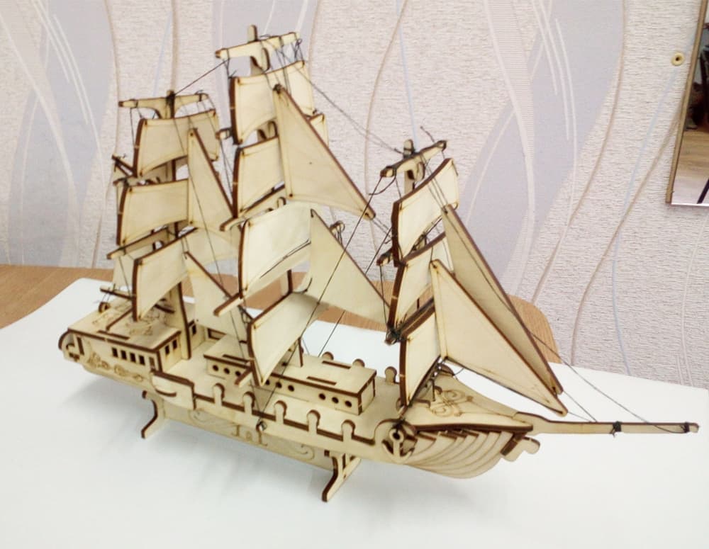 3D Wooden Merchant Sailing Ship Laser Cut Vector File