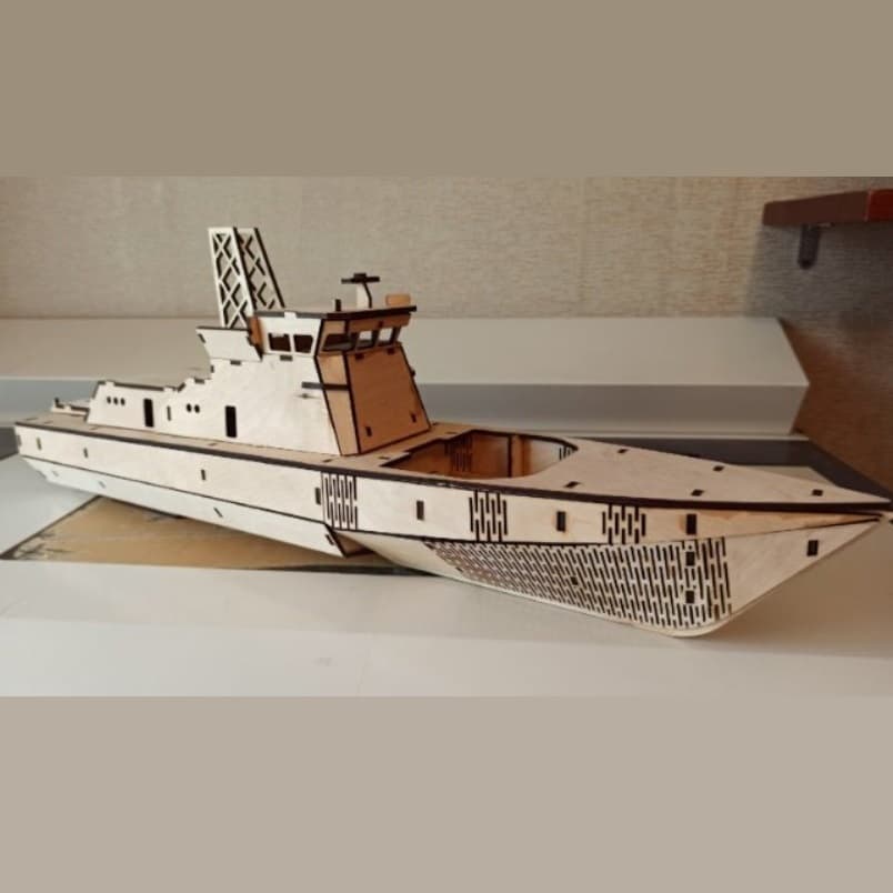 3D Wooden Ship Model Laser Cut Vector Plan