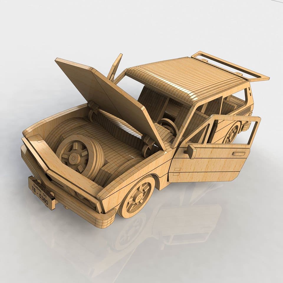 3D Wooden Volkswagen Brasilia Puzzle - Laser Cut CDR File