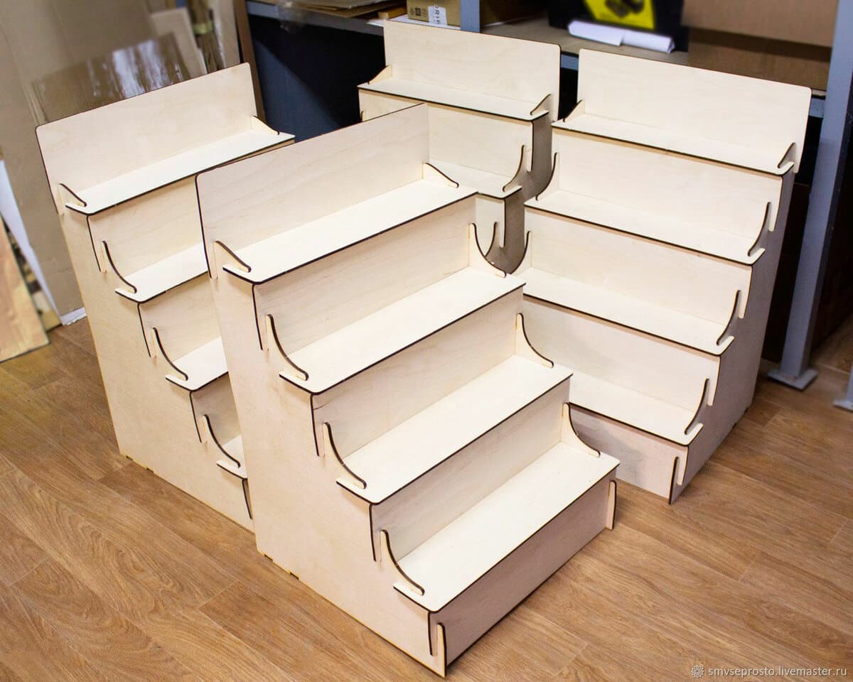 4-Tier Wooden Counter Display Stand Laser Cut Vector File