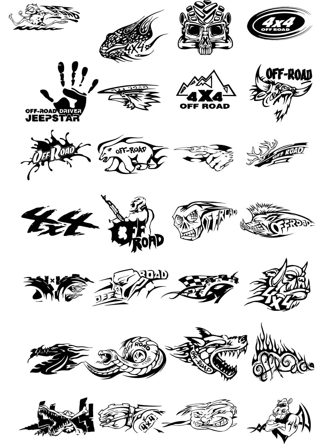 4x4 Off-Road Adventure Decals Collection Vector Pack