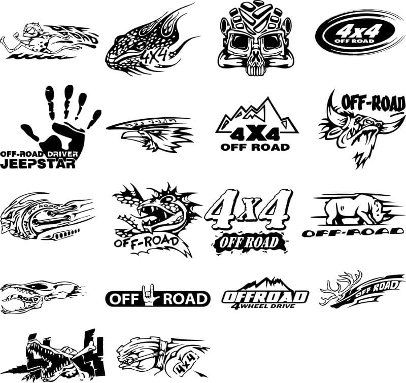 4x4 Off-Road Decal Vector Pack - Free CNC Laser Cut Files