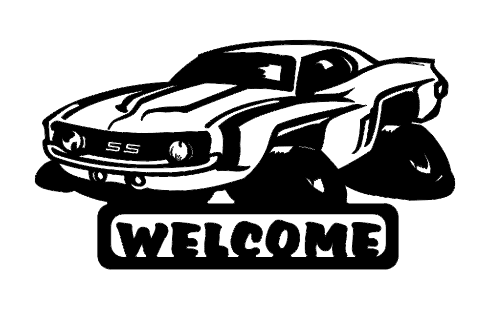 69 Camaro Muscle Car Welcome Sign Vector DXF File
