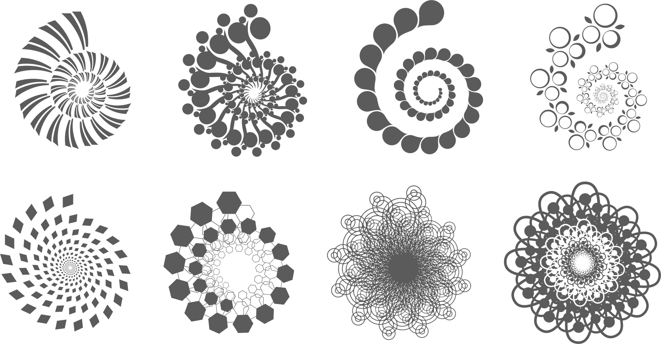 Abstract Geometric Spiral Vector Set for Laser Cutting