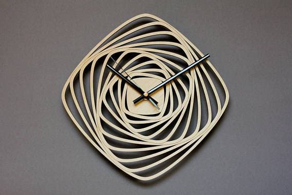 Abstract Spiral Square Wall Clock Laser Cut Vector File