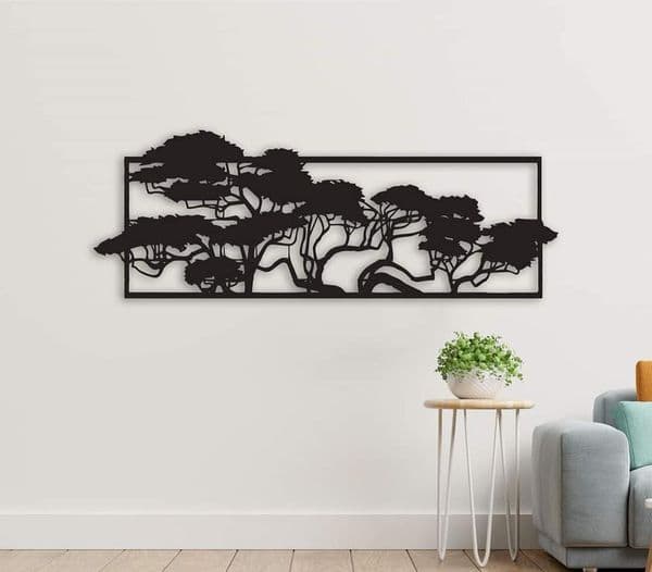African Savanna Tree Metal Wall Art Vector DXF File