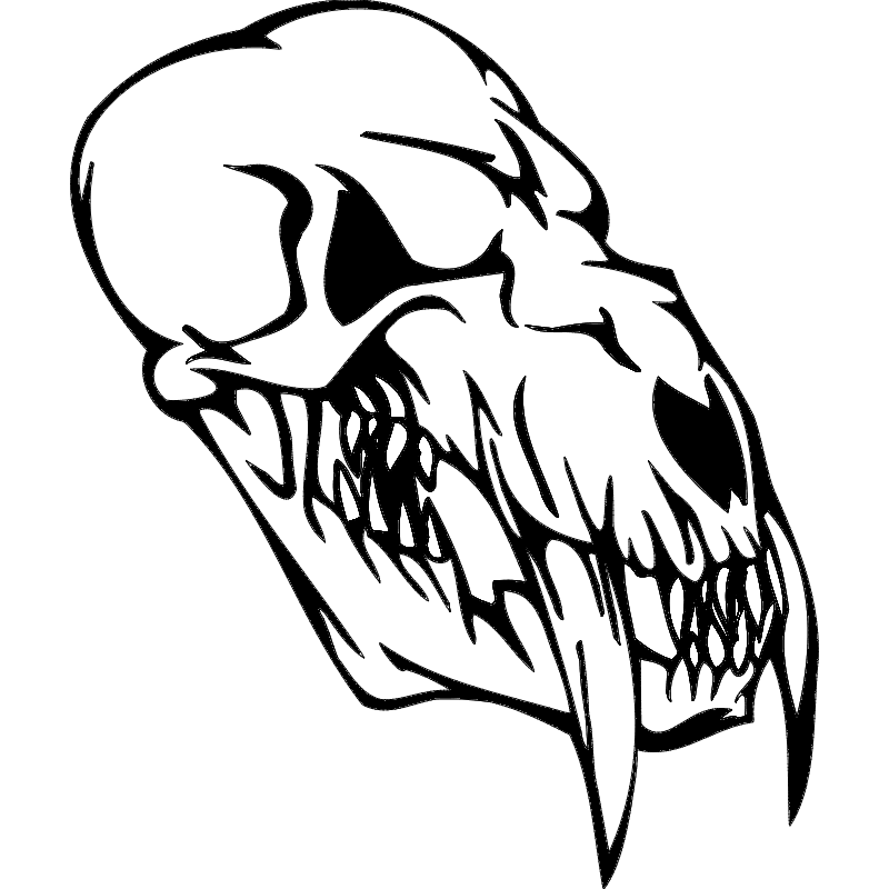 Aggressive Beast Skull Vector Design - DXF File for Laser Cutting
