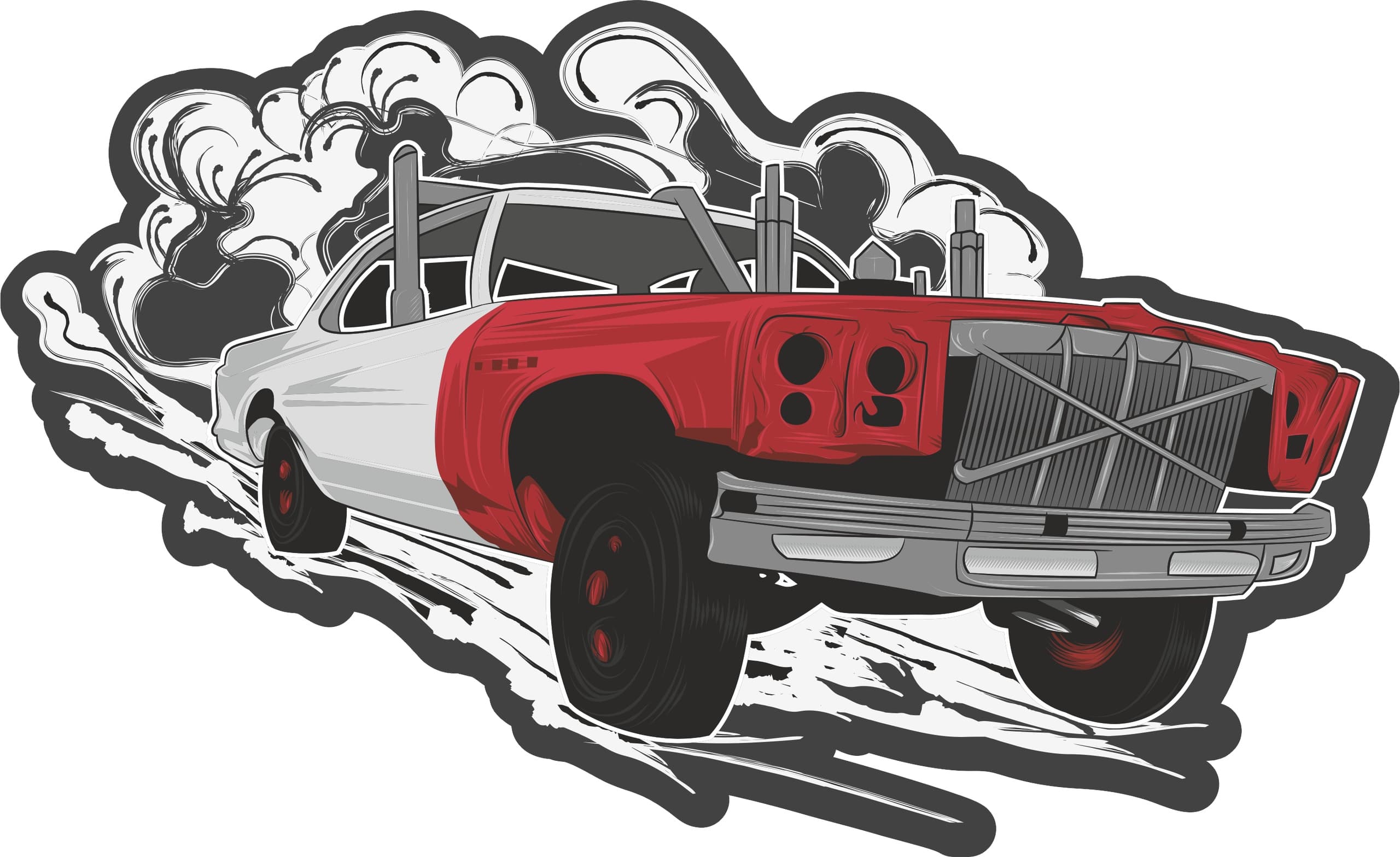Aggressive Hot Rod Muscle Car Vector Graphic for CNC and Printing