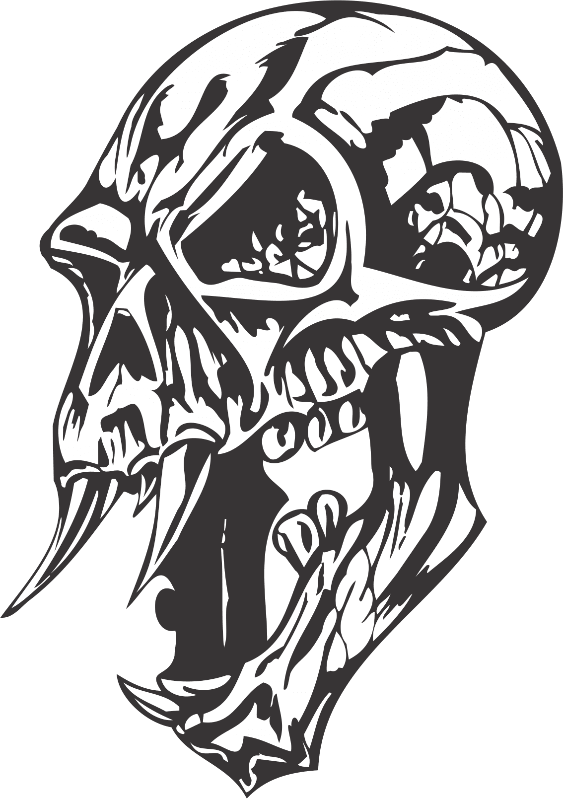 Aggressive Predator Skull Vector Design for CNC Laser Cut DXF