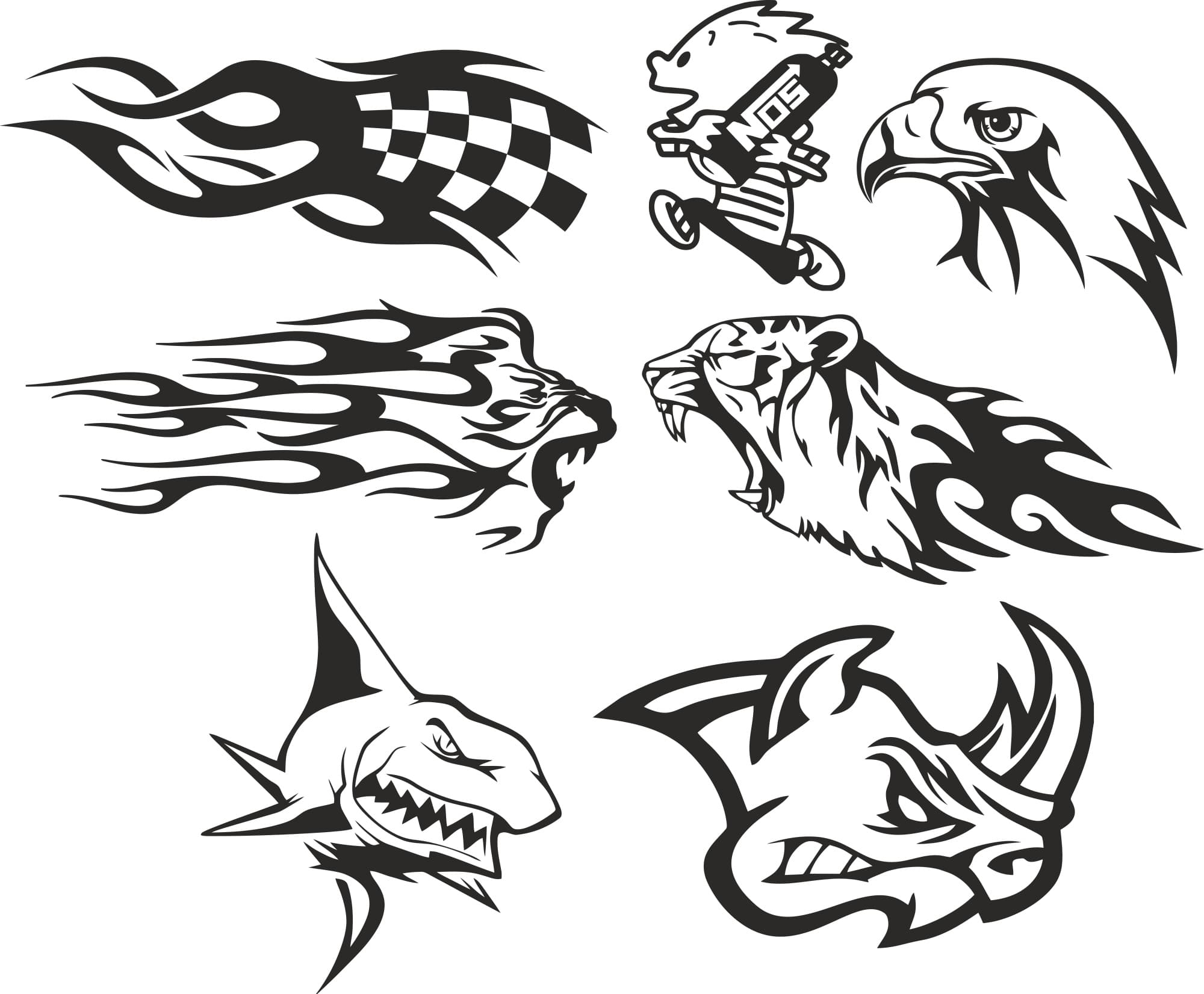 Aggressive Tribal Animal Car Decals Vector File