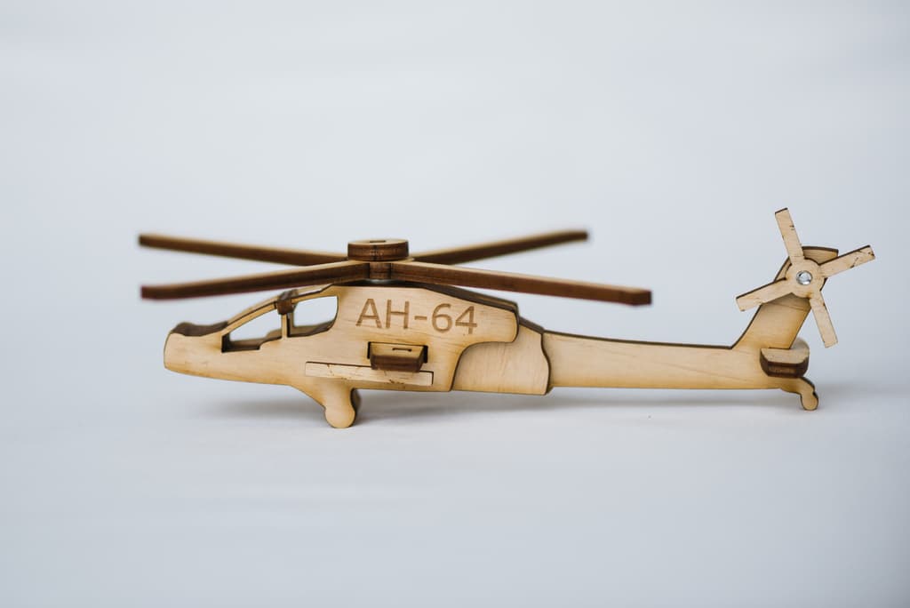 AH-64 Apache Helicopter 3D Puzzle Laser Cut DXF Plan