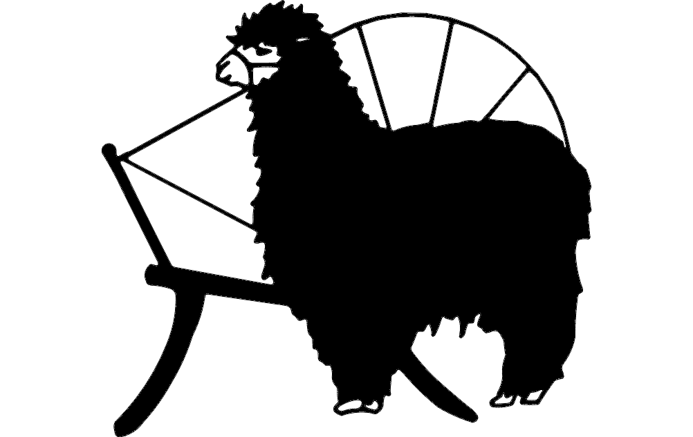 Alpaca and Spinning Wheel Vector Design DXF File