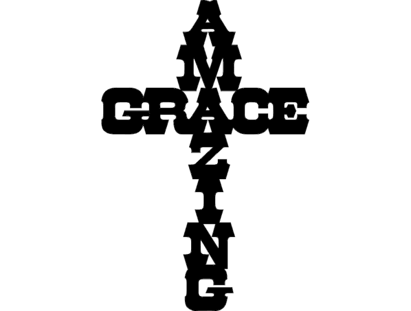 Amazing Grace Cross Typography Laser Cut DXF File