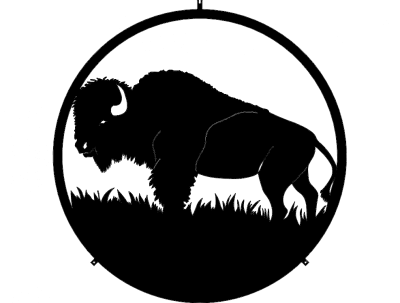 American Bison Silhouette Round Wall Art DXF Vector File