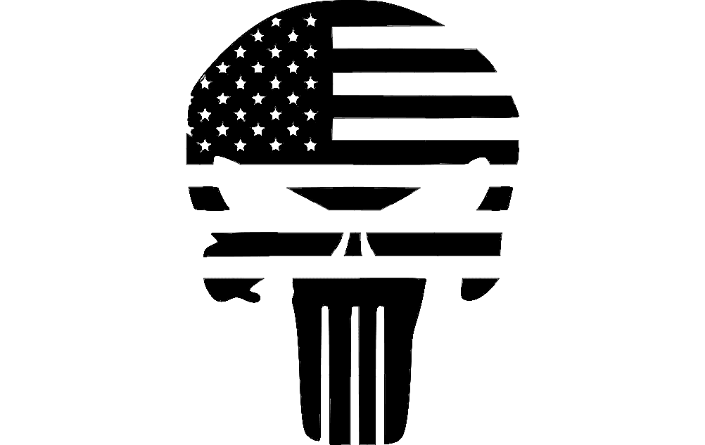 American Flag Punisher Skull Vector for Laser Cutting DXF
