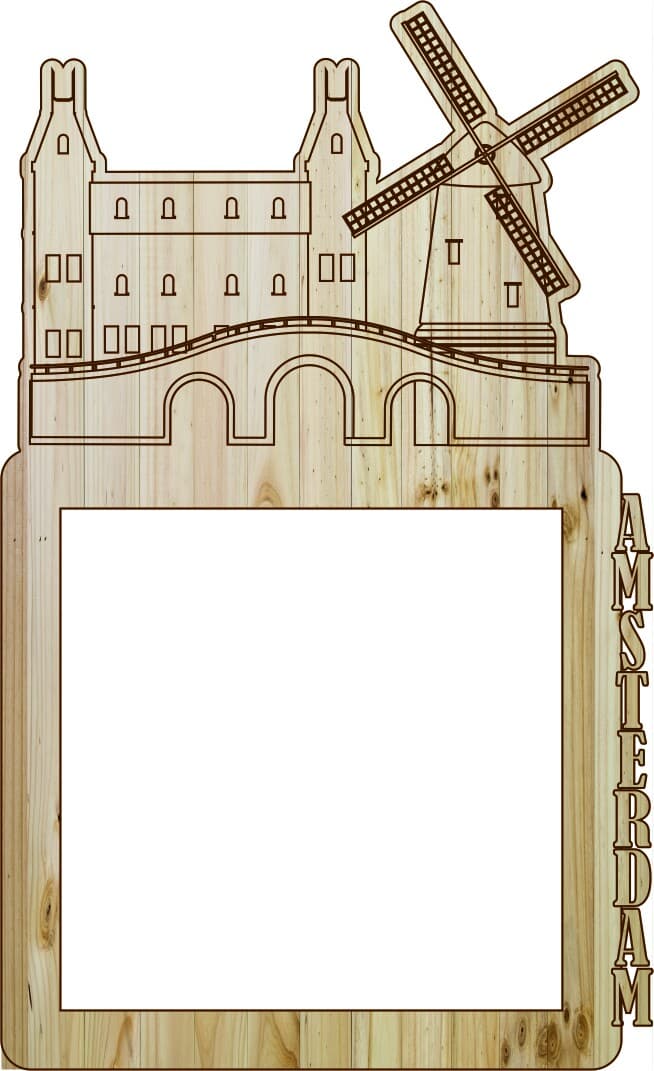 Amsterdam Landmark Photo Frame Laser Cut Vector File
