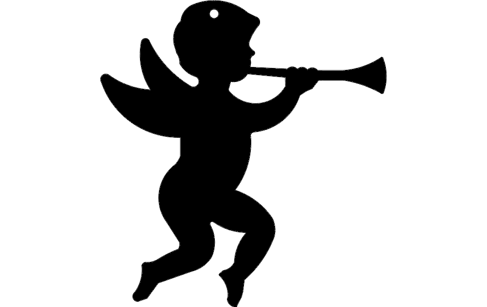 Angel with Trumpet Ornament Vector File for Laser Cutting