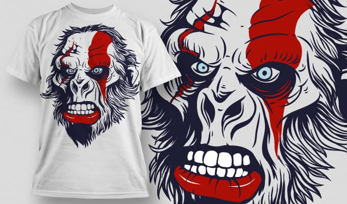 Angry Gorilla Warrior T-Shirt Design Vector - CDR & SVG